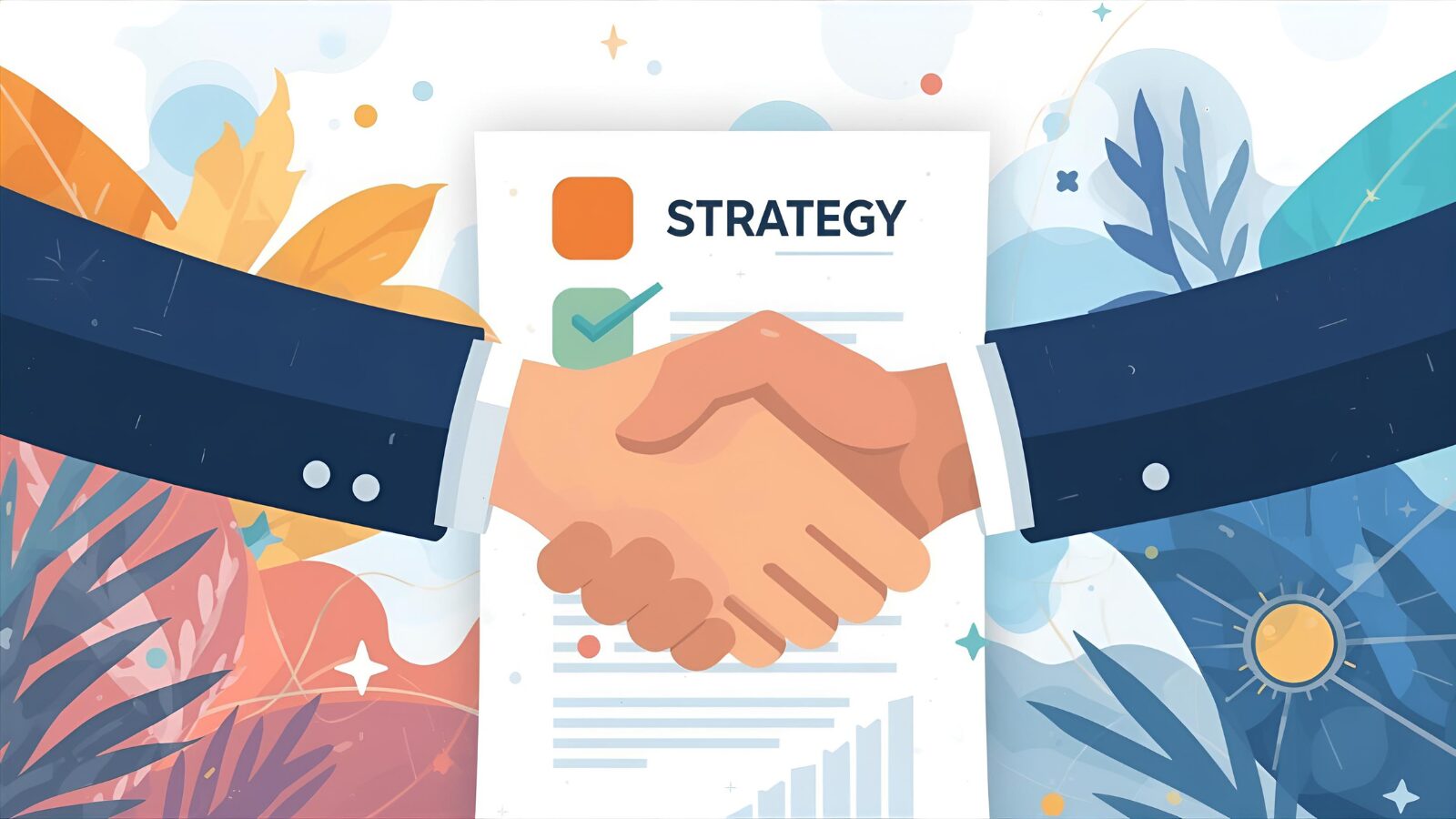 Business partners building trust through collaboration.