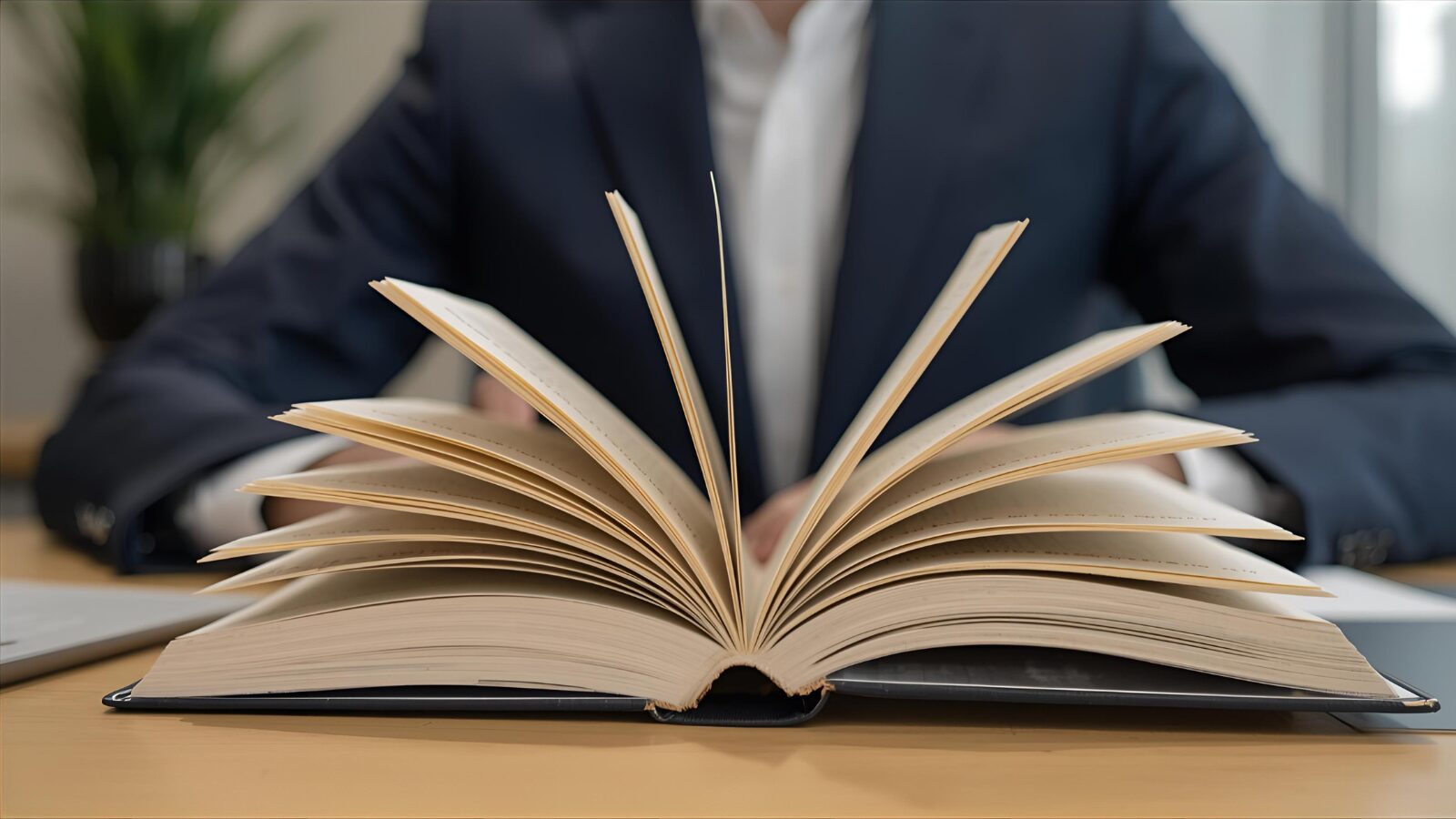 Business leader reading top books on partnership management.